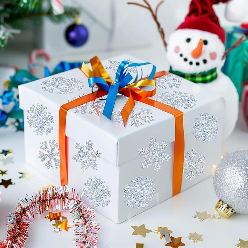RUPOFUZA 500Pcs Christmas Stickers Roll for Cards 3 Designs Silver Foil Snowflake Stickers Xmas Winter Holiday Adhesive Label Stickers Decal for Xmas Envelopes Invitations Cards Gifts Decor - Image 4